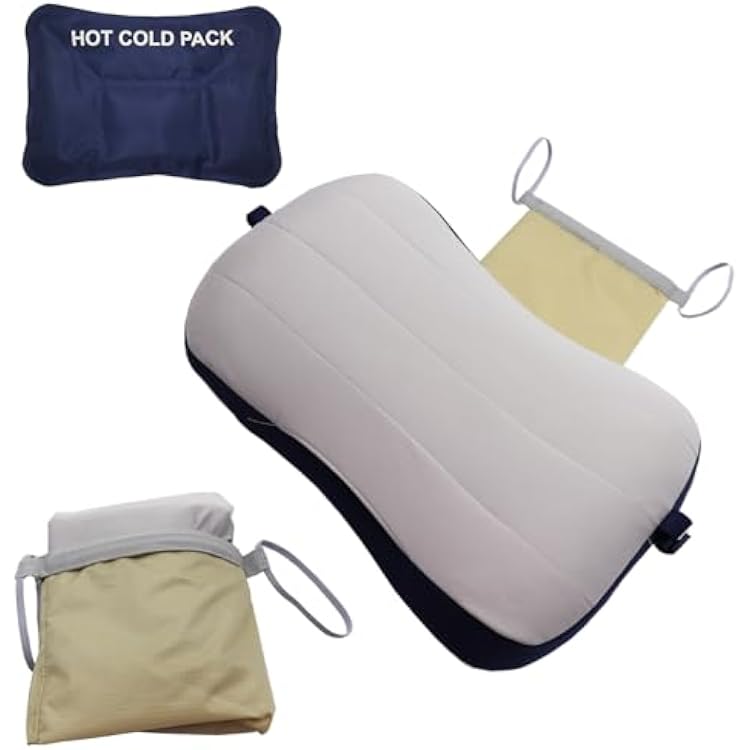 Inflatable Beach Pillows, Camping Pillows, Soft and Durable, Foldable and Portable, Neck and Waist Support Inflatable Pillow, Camping, Hiking and Backpacking Travel PillowsGray