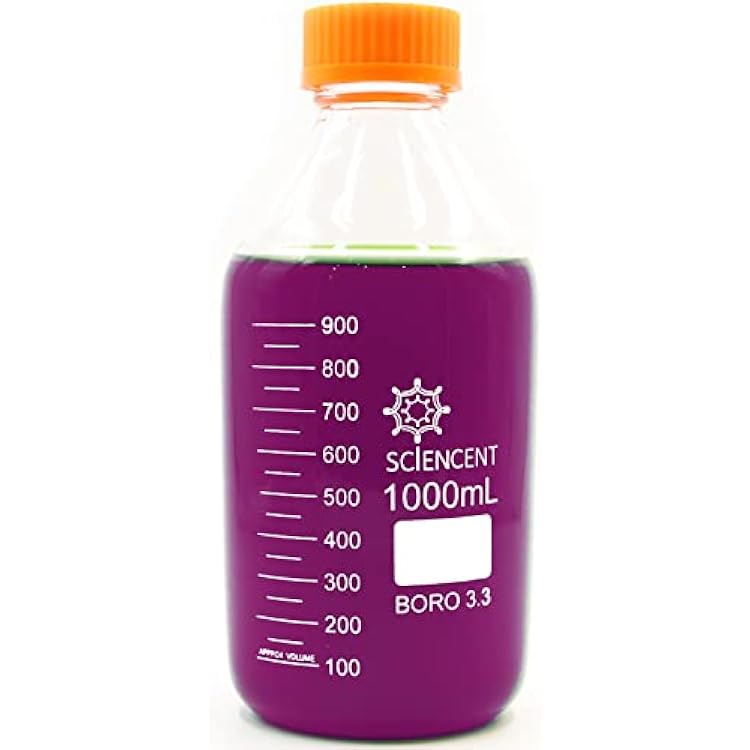 1000ml Leak Proof Media Bottle Super Thick Graduated with GL45 Screw Cap Durable 1 liter glass bottle