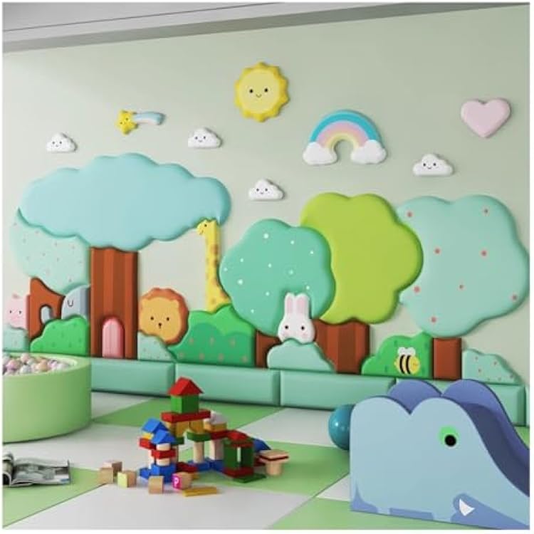 Wall Stickers Cartoon Decorative Wall Stickers, 3D Anti-Collision Self-Adhesive Wall PaddingWall Panel, PU Waterproof Wallpaper, for HomeKindergartenSchoolMontessori Size : 200x75x3cm