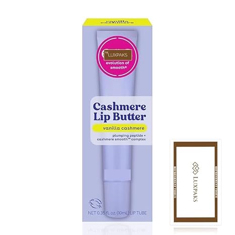 Luxpaks Wipe Compatible with E.O.S Vanilla Cashmere Lip Butter - Hydrating Lip Balm for Soft Lips 0.35 fl oz Vanilla Cashmere Lip Butter Peptide Formula Shea Cocoa & Argan Butters Natural Matte Finish LUXPAKS Wipe Included