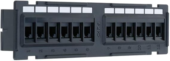 12 Port Cat5/5e Unshielded Wallmount Rackmount Patch Panel, Backwards Compatible with CAT 3/4/5 Cabling (12 Port)
