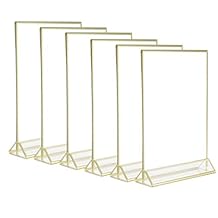 Cq acrylic 6Pack 8.5x11 Acrylic Menu Holders,Super Star Quality Clear Acrylic Double Sided Frames Display Sign Holder with Vertical Stand and 3mm Gold Border