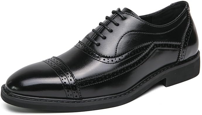 Men's Dress Shoes Formal Wedding Pointed Toe Brogue Oxfords Shoes Business Derby Shoes Casual Formal Office Work Shoes