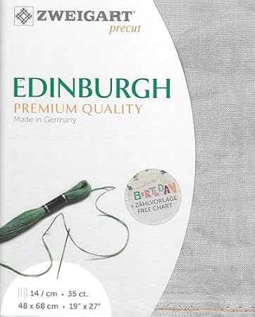 Wizardi Edinburgh Vintage Gray 3217 7729, Precut Zweigart 36 Count Linen Cross Stitch Fabric, 100% Natural Embroidery Cloth, 19x27 in for Adults