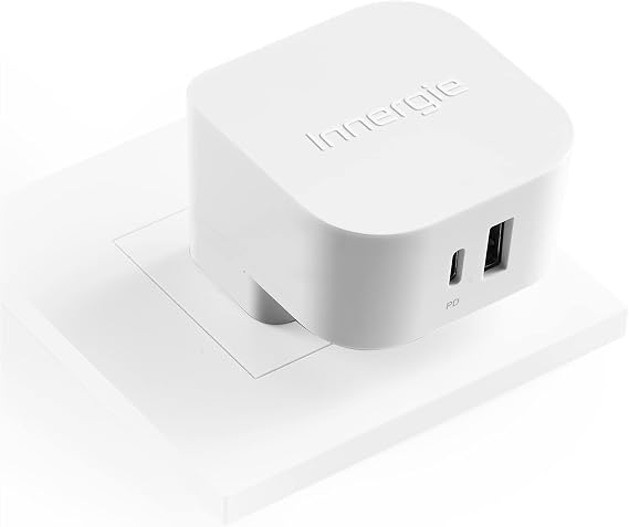 Innergie 45W USB C Charger, Dual Port Wall Charger 1 USB-C and 1 USB-A, PD 3.0 Fast Charging Block for iPhone 17/16/15 Pro Max, iPad, MacBook, Pixel, Galaxy, and More-White