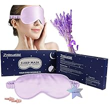Silk Eye Mask for Sleeping Lavender Sleep Mask for Men Women,Soft Eye Blindfold for Yoga Meditation-Super Smooth and Updated Light Blocking Design with Ear Plug