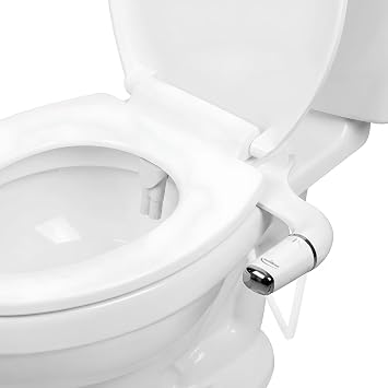 GenieBidet Bidet Attachment for Toilet - Ultra-Slim Hygienic Bidet Attachment For Existing Toilets - Bidet Toilet Seat Attachment with Pressure Controls - Travel Bidet Included Left Hand Operation