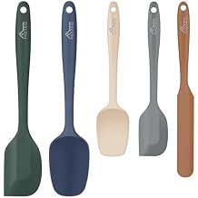 HOTEC Heat Resistant 600F BPA-Free Silicone Rubber Spatula Set for Baking, Cooking, and Mixing Non Stick Dishwasher Safe, Neutral Set of 5