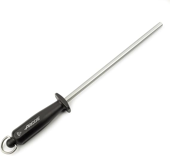 ARCOS Steela 230mm Karbon Çelik ve Elmastan Üretilmiş Manuel Bıçak Bileyici. Ergonomik Polipropilen Saplı Profesyonel Kalemtıraş. Sağlak ve sollak. Siyah Renk
