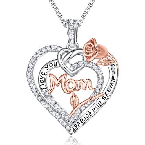 Yoosteel Gifts for Women Her Mom Daughter Sister - 925 Sterling Silver Heart Necklace for Mom Sister Daughter Grandma Sterling Silver Necklace Birthday Gifts