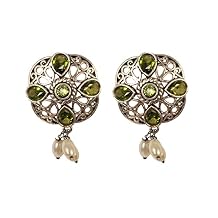Sunsoul by Touchstone Indian Bollywood Trends Fresh Fashion Traditional Handcrafted Beautiful Workmanship Filigree Hangings Designer Jewelry Earrings in White Or Gold Tone for Women.