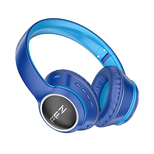 FFZ Kids Headphones Wireless, K21 Colorful LED Lights Kids Bluetooth Headphones-V5.0, with Built-in Microphone, Foldable Headset & Soft Earpads for School Car Airplane Ipad Blue