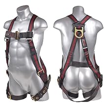 KStrong UFH10201G Kapture Elite Fall Protection 5-Point Full Body Safety Harness with Dorsal D-Ring and Tongue Buckle Legs, S-M, Red/Black