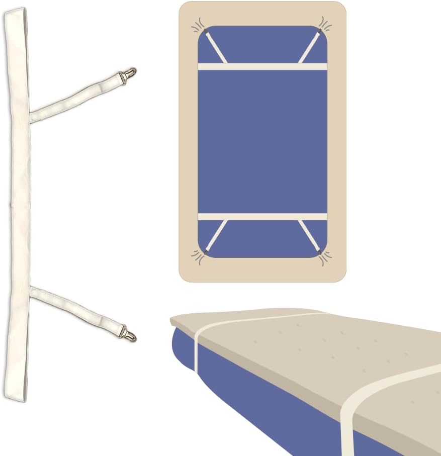 Bedly StrapsCollege Dorm EssentialTwin XL CertifiedBed Straps That Hold Mattress Topper in PlaceSheet FastenerMultipurpose Strap wClips