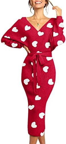 Chang Yun Women's Long Maxi Sweater Dresses Sexy Wrap Batwing V Neck Slit Open Back Holiday Bodycon Dress with Belt