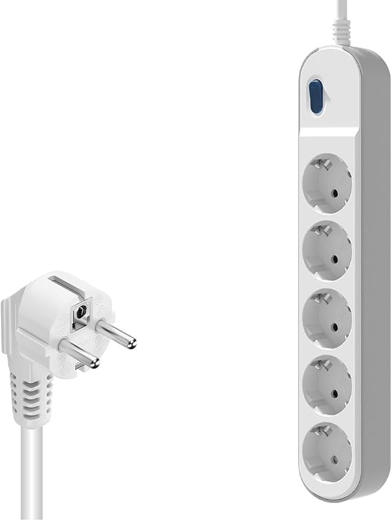 Techmore Akım Korumalı, 5-IN Socket Grup Priz, Anahtarlı, 1.5 Metre Kablolu, 3500W, 16 Amper, Çocuk Korumalı, Ups Uyumlu, Elektronik Ürünlerde Tam Koruma, Topraklı (5-IN)