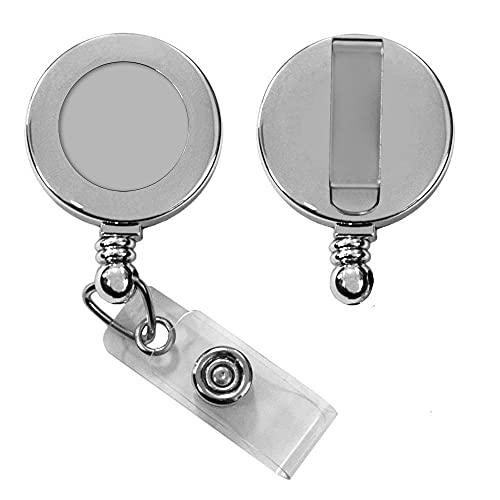 Retractable Badge Reel - Heavy Duty Retractable ID Card Holder Reel for Multipurpose Key Chain with Swivel Clip - Badge Reel ID Badge Holder with Metal Belt Clip Silver
