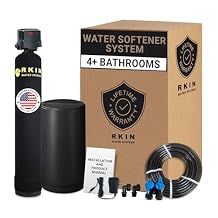 RKIN Whole House Water Softener System - 48,000 Grain High Capacity Salt-Based Water Softener for Households & Business - Reduces Hardness - High-Efficiency Water Filtration System - Assembled in USA