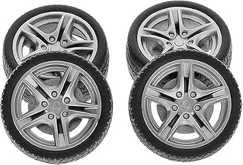4 Pcs Black Tires,Simulation Rubber Wheels Tire Wheel Toy Model DIY RC Spare Parts Easy Installation Small in Size,Wheel Sets,Remote and App Controlled Vehicles and Parts,Wheels Tires (48mm)