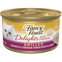 Purina Fancy Feast Delights With Cheddar Grilled Chicken and Cheddar Cheese Feast in Wet Cat Food Gravy Cat Food - (Pack of 24) 3 oz. Cans