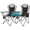 ABSCONDO Camping Chairs for Adults, Oversized Folding Camp Chair for Outdoor with Cup Holder & Cooler Bag, XL Heavy Duty Lawn Chairs Supports up to 350lbs (2 Pcs)