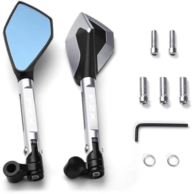 Accessories CNC Metallic Adjustable Motorcycle Rear View Mirror Side Mirror Accessories for Yamaha FZX 150 250 700 750 FZX150 FZX250 FZX700Silver