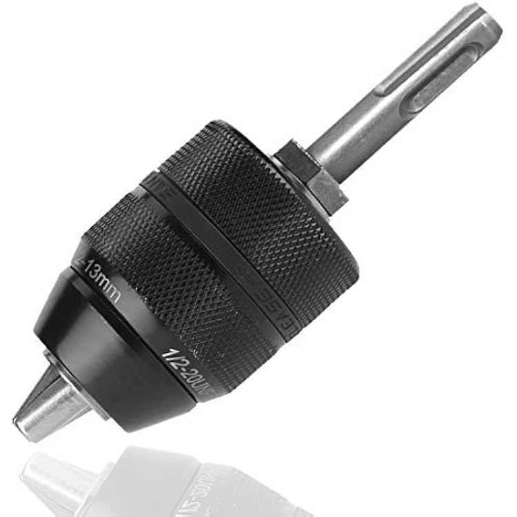 Hymnorq 12-Inch Keyless Drill Chuck with SDS Plus Shank Adapter 1.5-13mm 116 - 12 Capacity, 12-20UNF Mount Heavy Duty All-Metal Self-Tightening Converter for Rotary Hammers