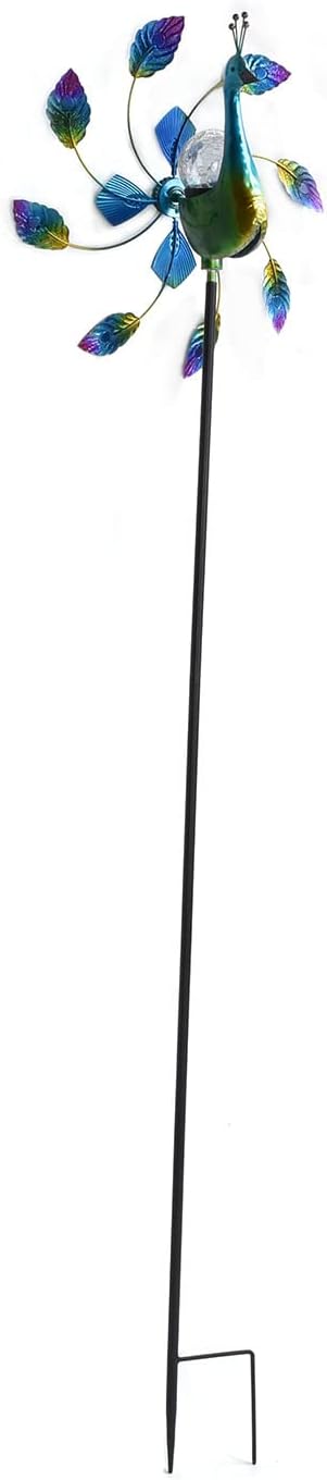 Wrought Iron Windmill Garden Wind Spinners LED Solar Windmill for Outdoor Lawn Decoration