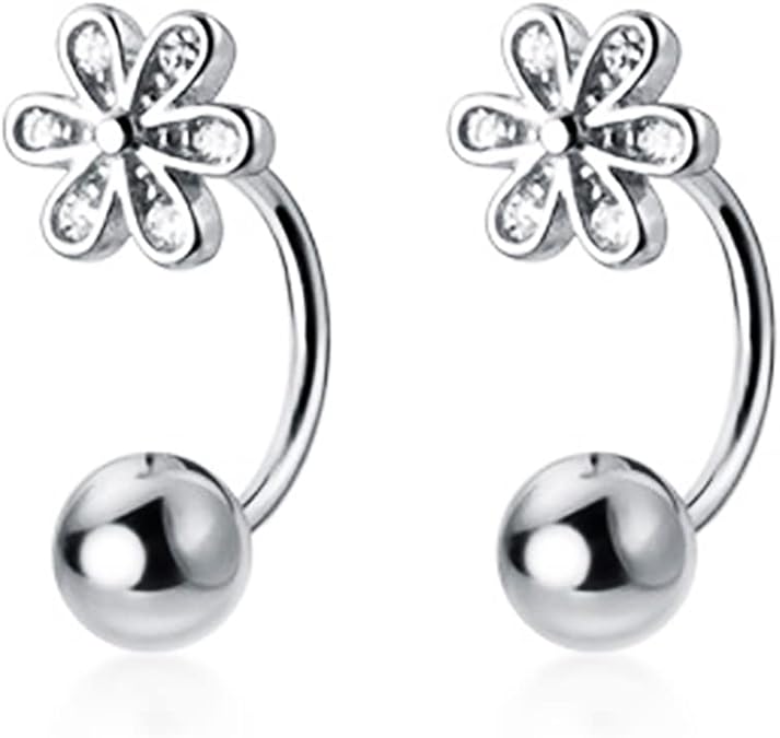 SLUYNZ 925 Sterling Silver Small Daisy Earrings Cuff for Women Teens Flower Half Hoop Earrings Cartilage Earrings Helix Piercing Ball Studs