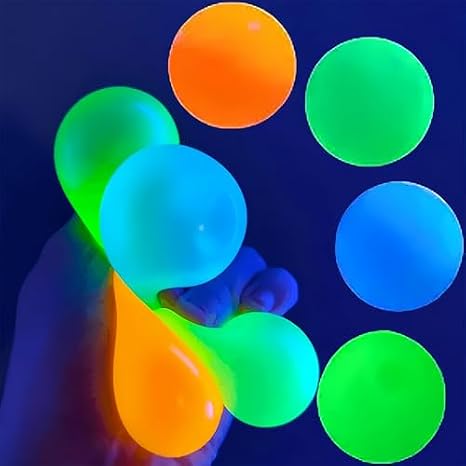 Sticky Balls for Ceiling & Wall, Glow in The Dark Sticky Stress Balls (12 Pack)