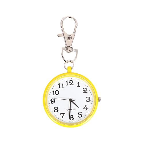Balacoo Pocket Watches for Men: Portable Clip on Watch with Keychain, Unisex Pocket Watches with Glass Large Digital Dial Yellow