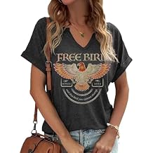Vintage Rock Band T Shirt for Women Fashion Musical Tees Casual Sexy Notched V-Neck T Shirts Country Music Short Sleeve Tees...