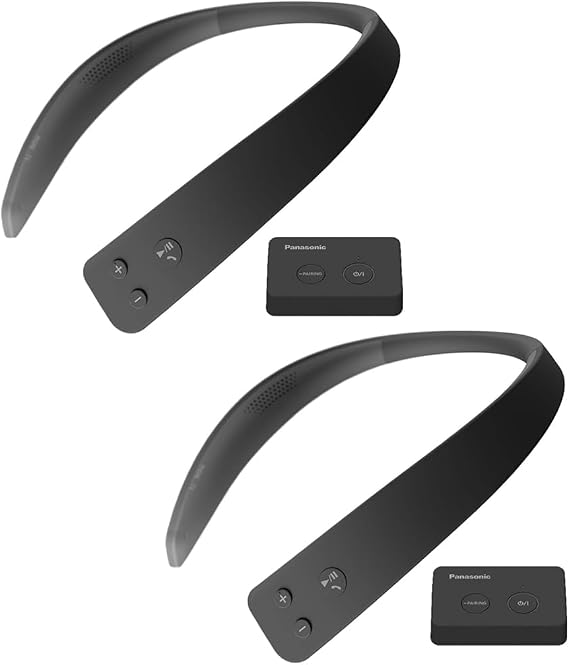 Panasonic SC-WN10 Wireless Wearable TV Neck Speaker Bluetooth Built-in Microphone 2 Pack