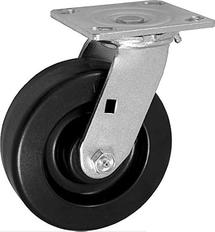 CasterHQ 6" X 2" INCH Swivel Caster - PHENOLIC Wheel - 1,250 LBS Capacity - 6 inch x 2 inch - Medium Heavy Duty Industrial/Commercial TOP Plate Size: 4 X 4-1/2