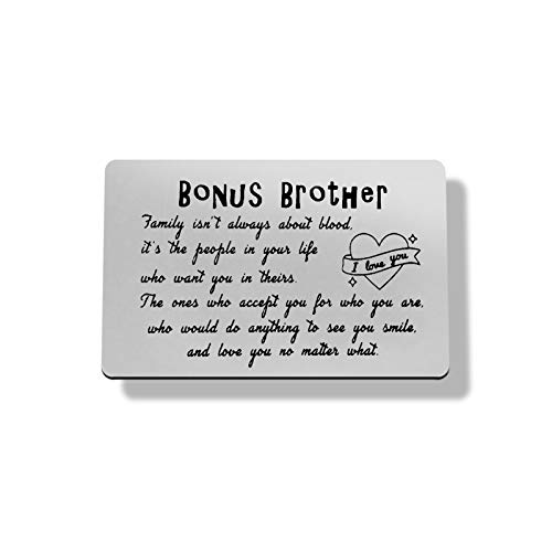 Step Brother Wallet Card from Sister Brother-in-law Gifts Bonus Brother Gift Bonus Brother Stepbrother Brother in Law Adopted Brother Valentines Christmas Birthday Gift