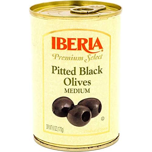 Iberia Premium Select Pitted Black Medium Olives, 6 Ounce Pack of 12