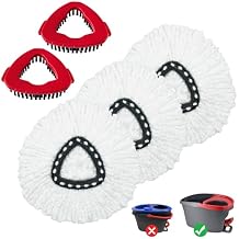 Mop Heads Replacement for Ocedar, Mop Replace Head for Ocedar EasyWring 1 Tank, Microfiber Spin Mop Refills, Include 3 Spin Mop Replacement Head Deep Cleaning Machine Washable with 2 Scrubber Mop Head