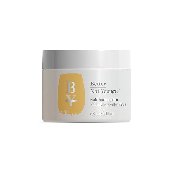 Better Not Younger Restorative Butter Hair Masque 6.8 fl oz - Hair Repair Mask with Plant-Based Butters, Biotin, Argan & Caffeine for Women Over 40 - Restores Moisture, Adds Volume & Boosts Shine