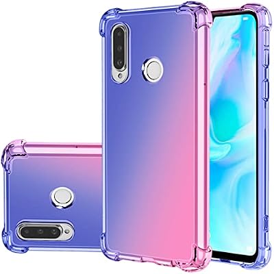 Case for Huawei P30 LiteNova 4E MAR-LX3A Cute Case Girls Women, Gradient Slim Anti Scratch Soft TPU Phone Cover Shockproof Protective Case for Huawei P30 Lite BluePink