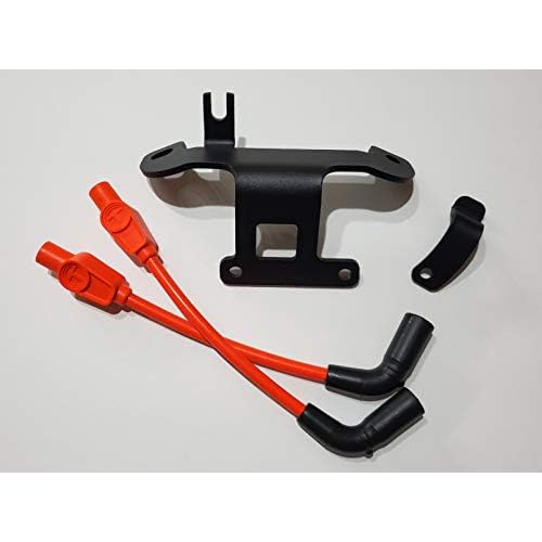 JBSporty Compatible with Harley Davidson Coil Relocation and ignition Bracket wOrange Genuine Taylor Wires 04-06 Sportster, 883 1200