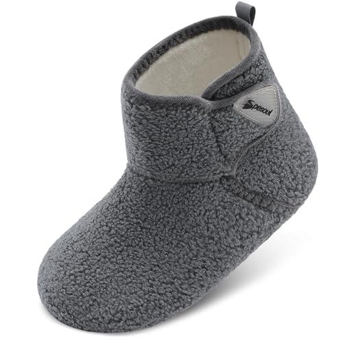 Spesoul Womens Mens Slipper Boots Fuzzy House Slippers Non Slip Slipper Socks Adjustable Bootie Slippers for Indoor and Outdoor