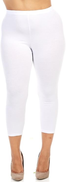 Bozzolo Womens Ladies Plus Size Capri Leggings (3XL, white)