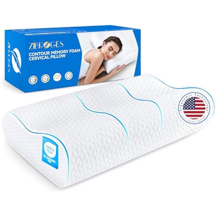 Cervical Neck Pillow King Size -Adjustable Sandwich Dynamic Memory Foam Pillows for Sleeping, Cooling Contour Pillow Ergonomic Orthopedic for Side, Back & Stomach Sleepers Soft, White
