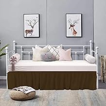 100% Cotton 800 Thread Count Daybed Skirt, 1 Piece Dust Ruffle Split Corners with 16" Drop Day Bed Skirts Three Side Coverage Twin Size (39" X75") - Chocolate Solid