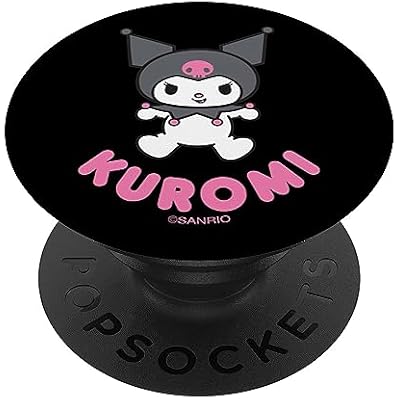 delicoco Kuromi Character PopSockets Adhesive PopGrip - Black - Anime - Swappable Top - Phone Grip - Compatible with Any Phone with Smooth, Hard, Plastic Case