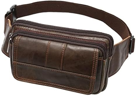 Leather Fanny Pack Waist Bag for Men Women Outdoor Travel Hiking Camping Walking Running Hip Bum Belt Slim Cell Phone Purse Wallet Pouch, Brown