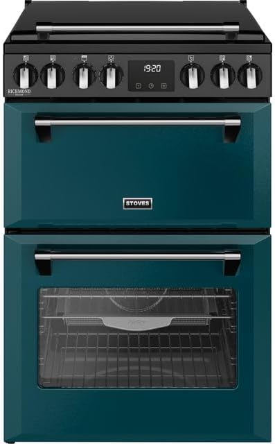 Stoves 60cm wide Double Oven Richmond DX MRA 60Ei RTY Mini Range Electric Cooker with Induction Hob - Deep Marine - A/A Rated [Energy Class A]
