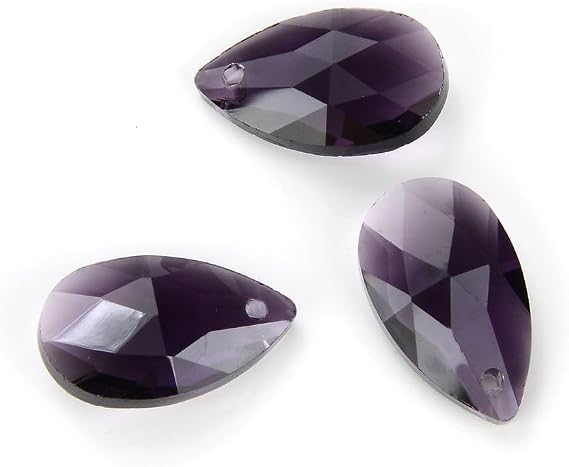 20pcs Czech Faceted Crystal Glass Pear Chandelier Pendant Drop Beads Suncatcher 22mm Large February Amethyst Purple Birthstone