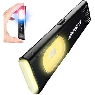 Jawploy Pocket Flashlight Rechargeable EDC Flashlight, 675LM, Dual Light Source with 7 ModesRed & Blue Strobe, Clip-on Light, IPX4 Magnetic LED Flashlight for Emergency, SignalingCyclingOutdoor