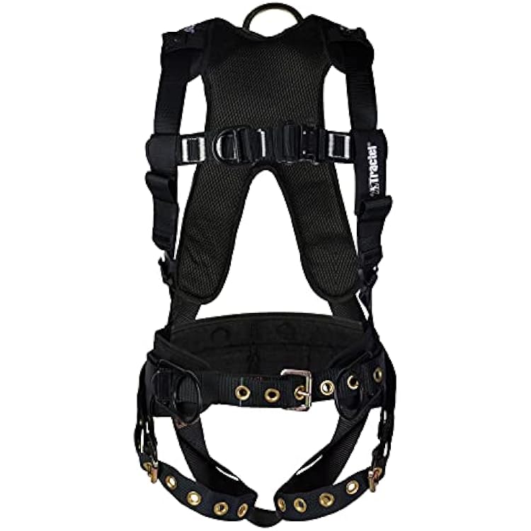 Tractel Fall Protection Safety Harness | Professional Tower Climbing Fall Arrest Harness | Back, Side, Sternal D-Rings | Quick-Connect Buckle | Belt | AINSI OSHA | Tower TracX | FTD13S | Small Size